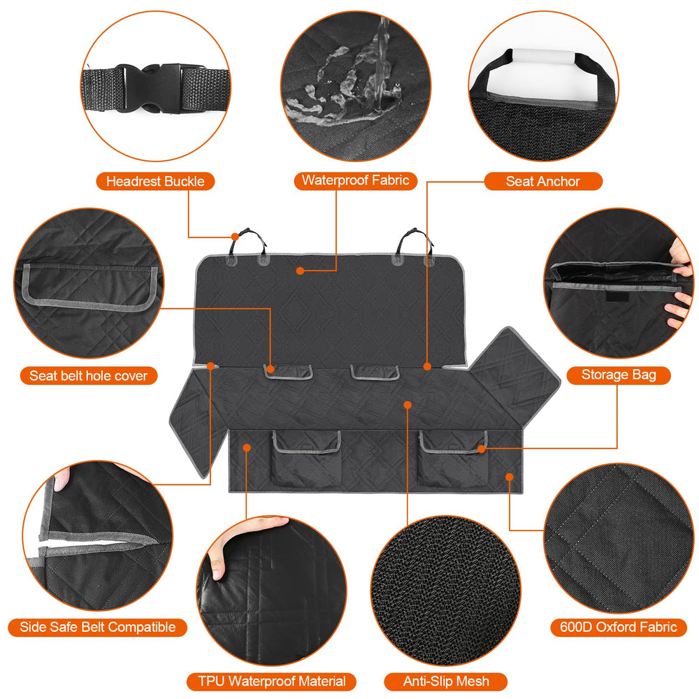 Kistrba easy-clean waterproof back seat protector for on-the-go pets.
