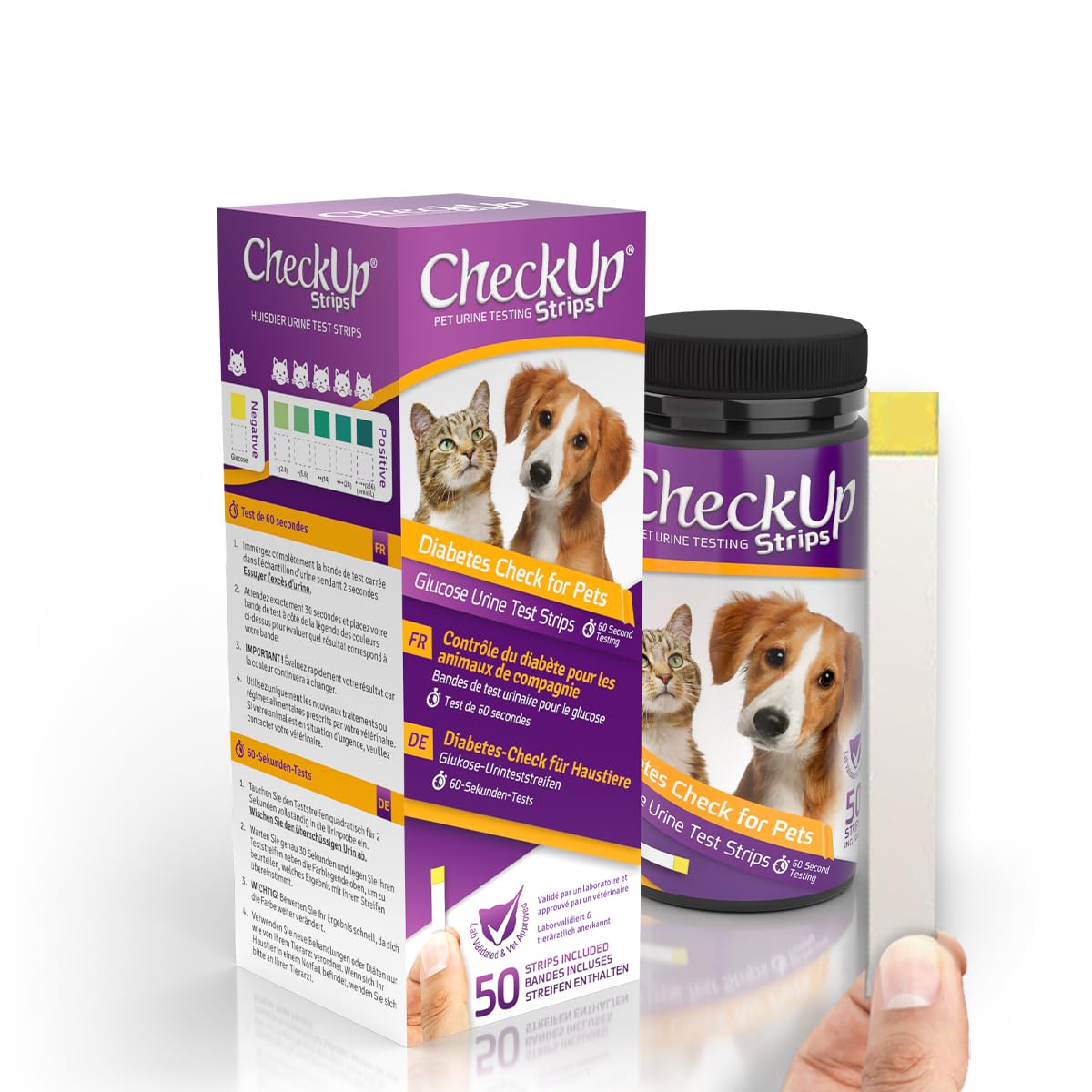 KIT4CAT CheckUp glucose urine strips bottle for at-home monitoring