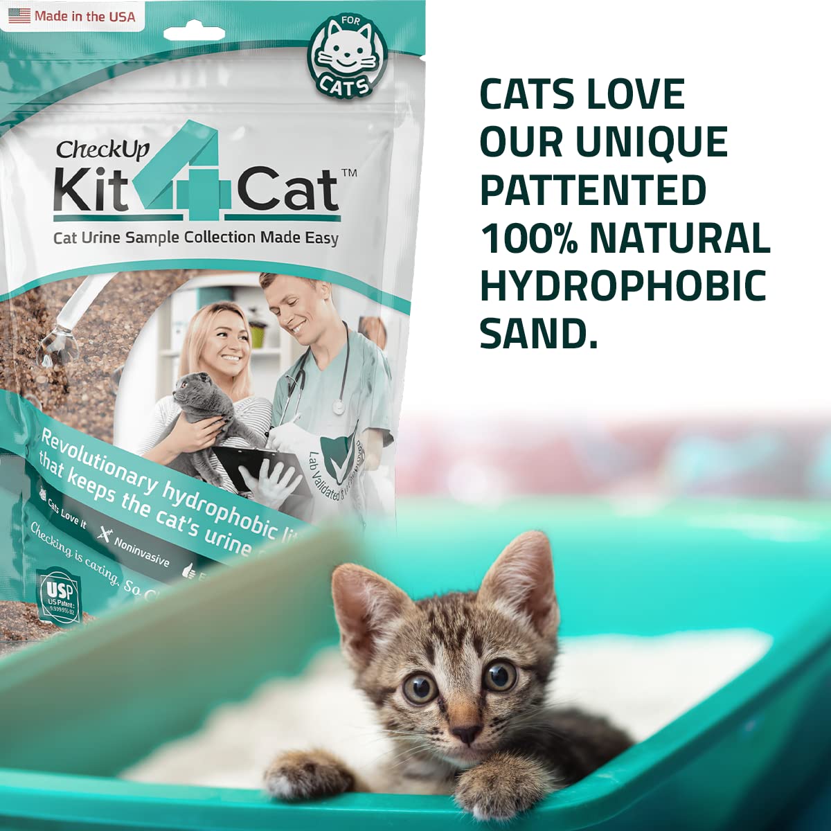 KIT4CAT natural sand close-up highlighting heavy grains for stable at-home use.