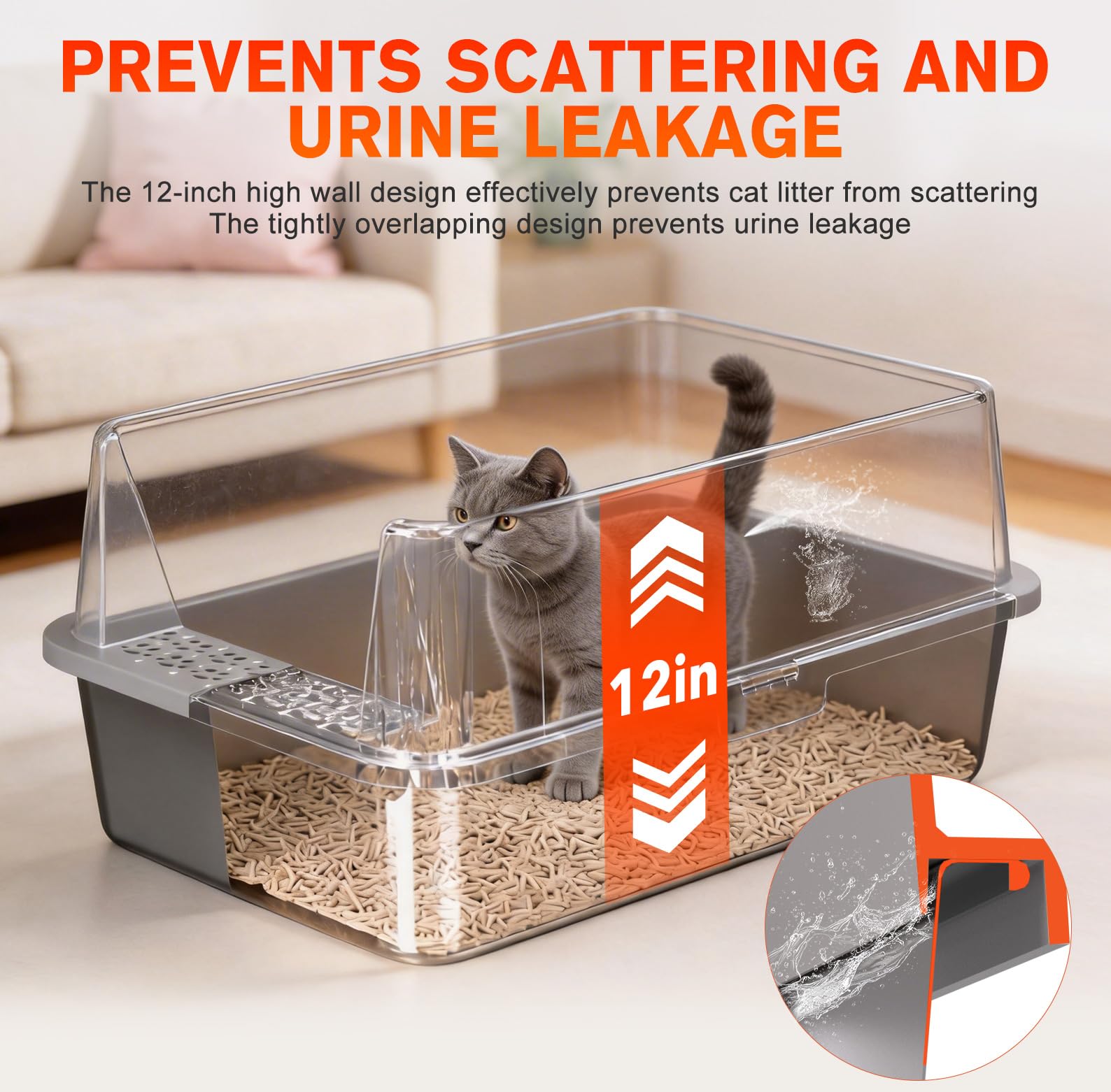 KitCaty litter box with non-slip base protects floors during use.