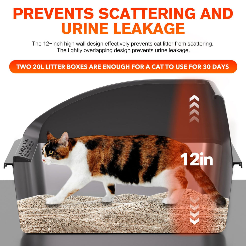 KITCATY stainless steel litter pan with non-stick surface for easy cleaning