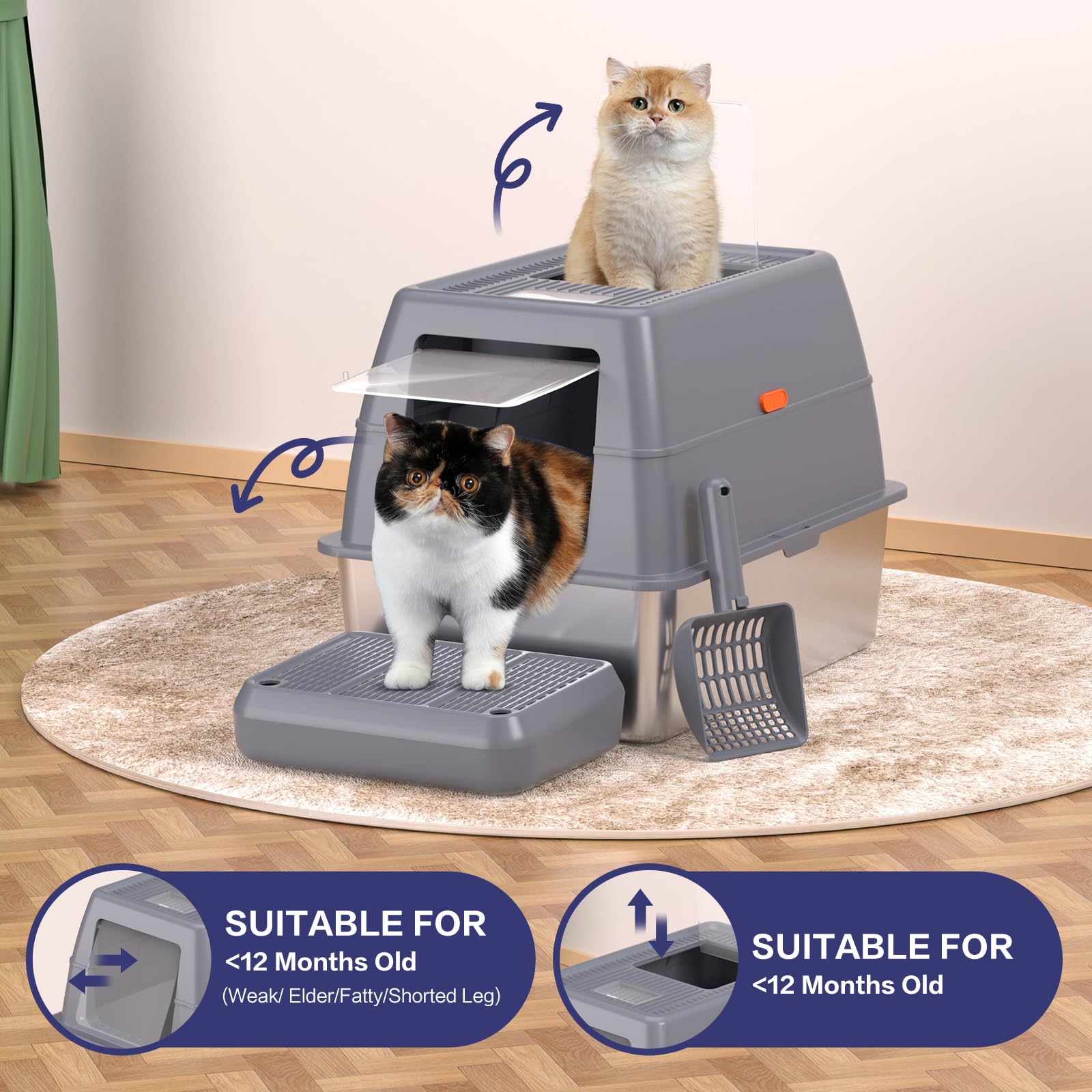 KITCATY XXXL raised footrest catches litter from paws