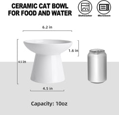 KITCHENLESTAR ceramic elevated cat bowl demonstrates sturdy, non-absorbent material.