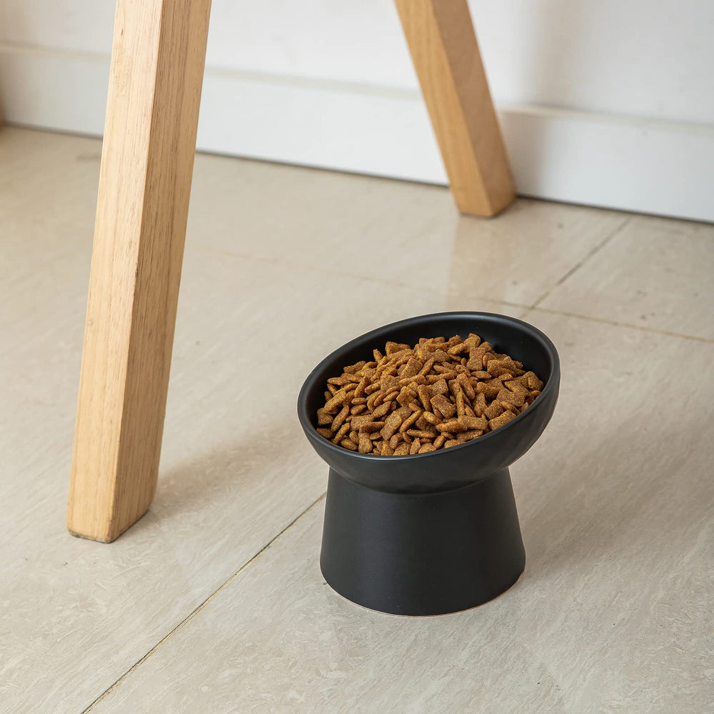 KitchenLestar two-pack black cat bowls offer stylish, durable feeding set.