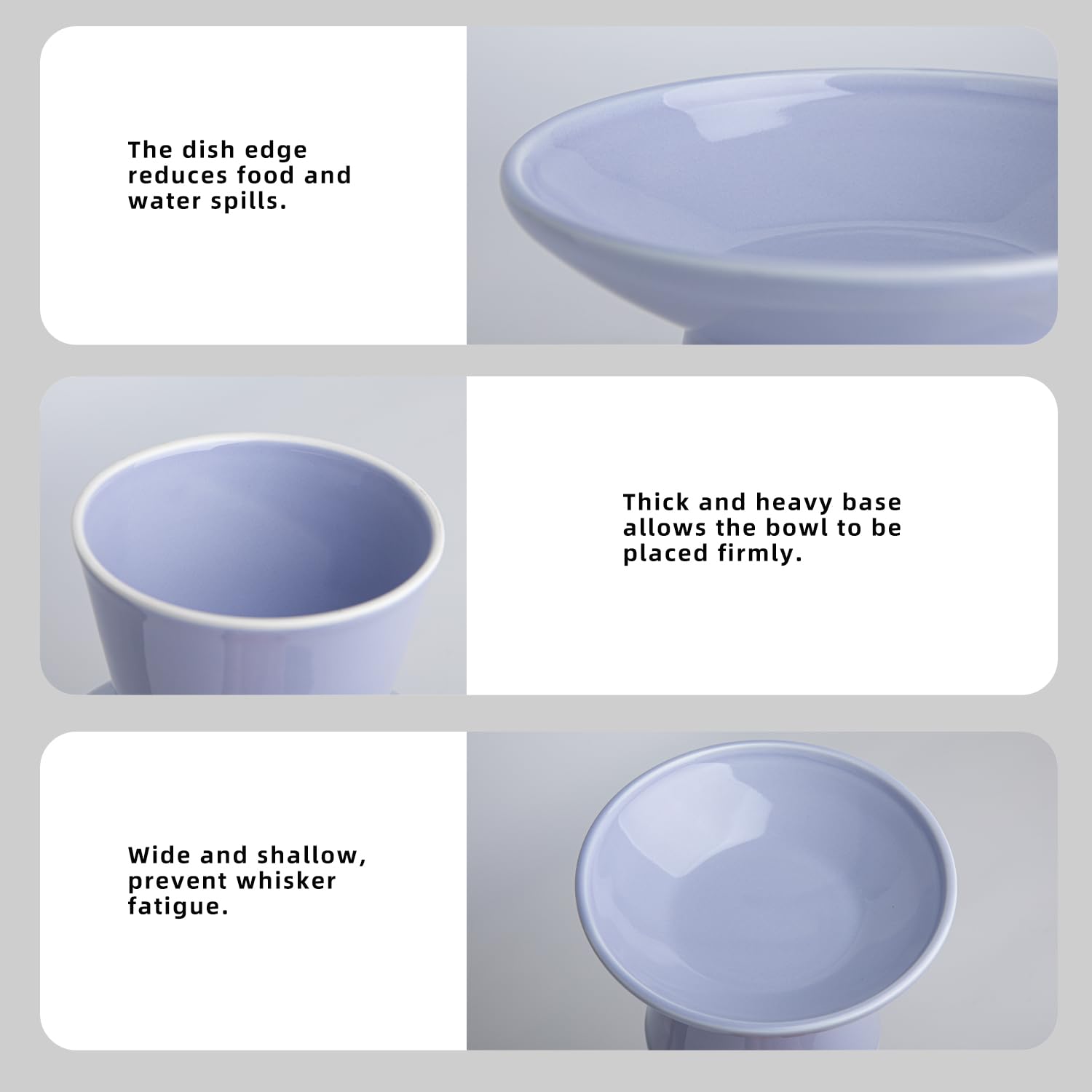 KITCHENLESTAR whisker-friendly bowl eases eating without pushing kibble.
