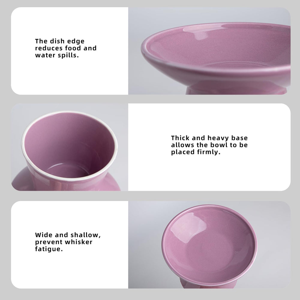 KITCHENLESTAR whisker-friendly elevated bowl supports comfortable feeding.