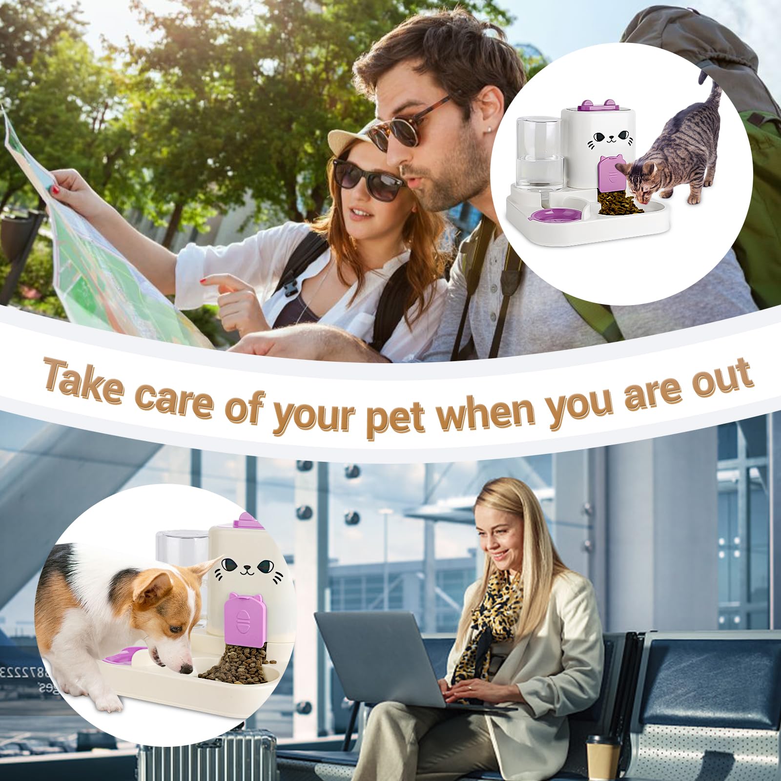 KitchMingle Gravity Pet Feeder travel-ready for trips and weekends.