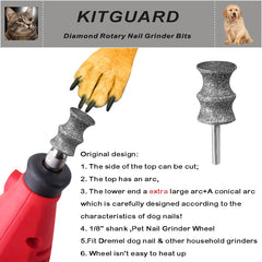 KITGUARD Diamond Dremel dog nail bits shows side view with dual-cut design for shaping.