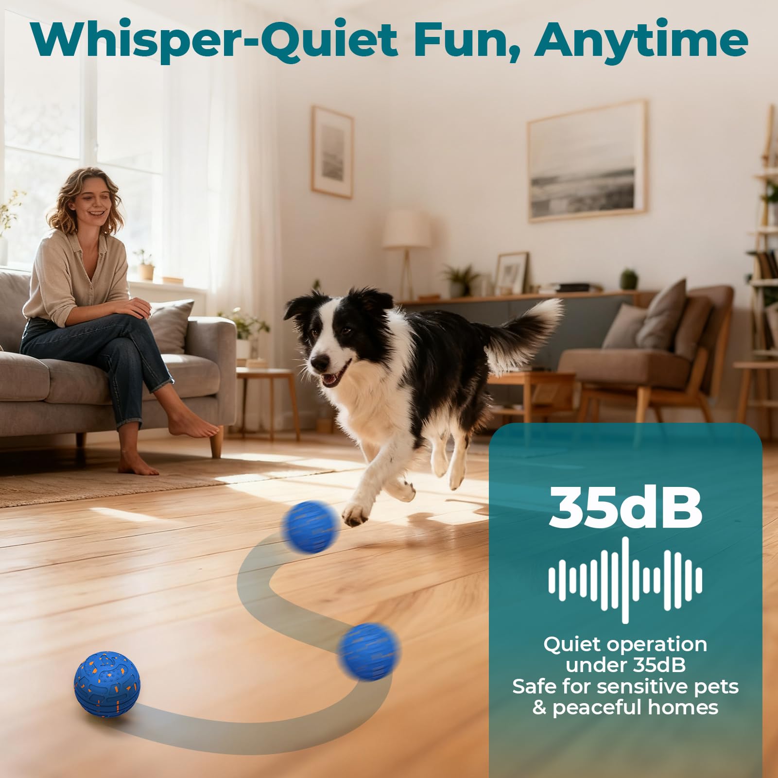KITPLUS long battery life dog ball enabling extended play sessions