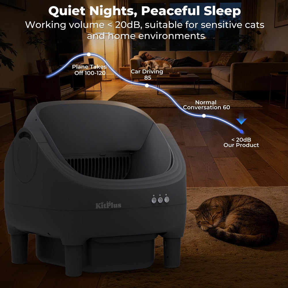KITPLUS safety anti-pinch feature protects cats during automatic cleaning.