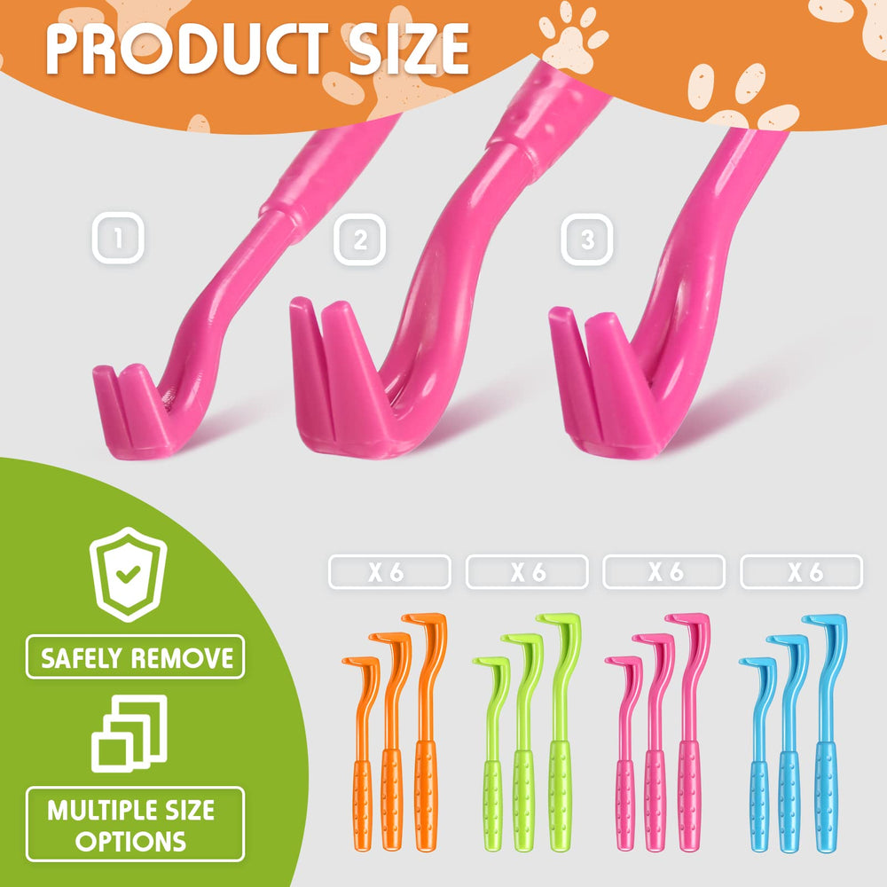 Three sizes chart showing tick removal options for different sizes