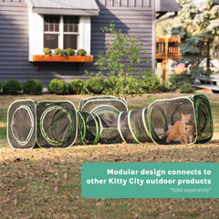 Kitty City breathable mesh enclosure allows airflow and clear visibility for cats.