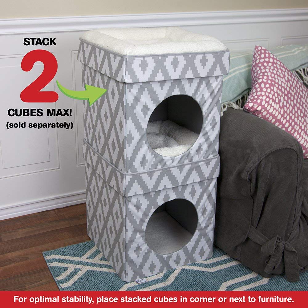Kitty City cat cube top perch for a comfy elevated view.