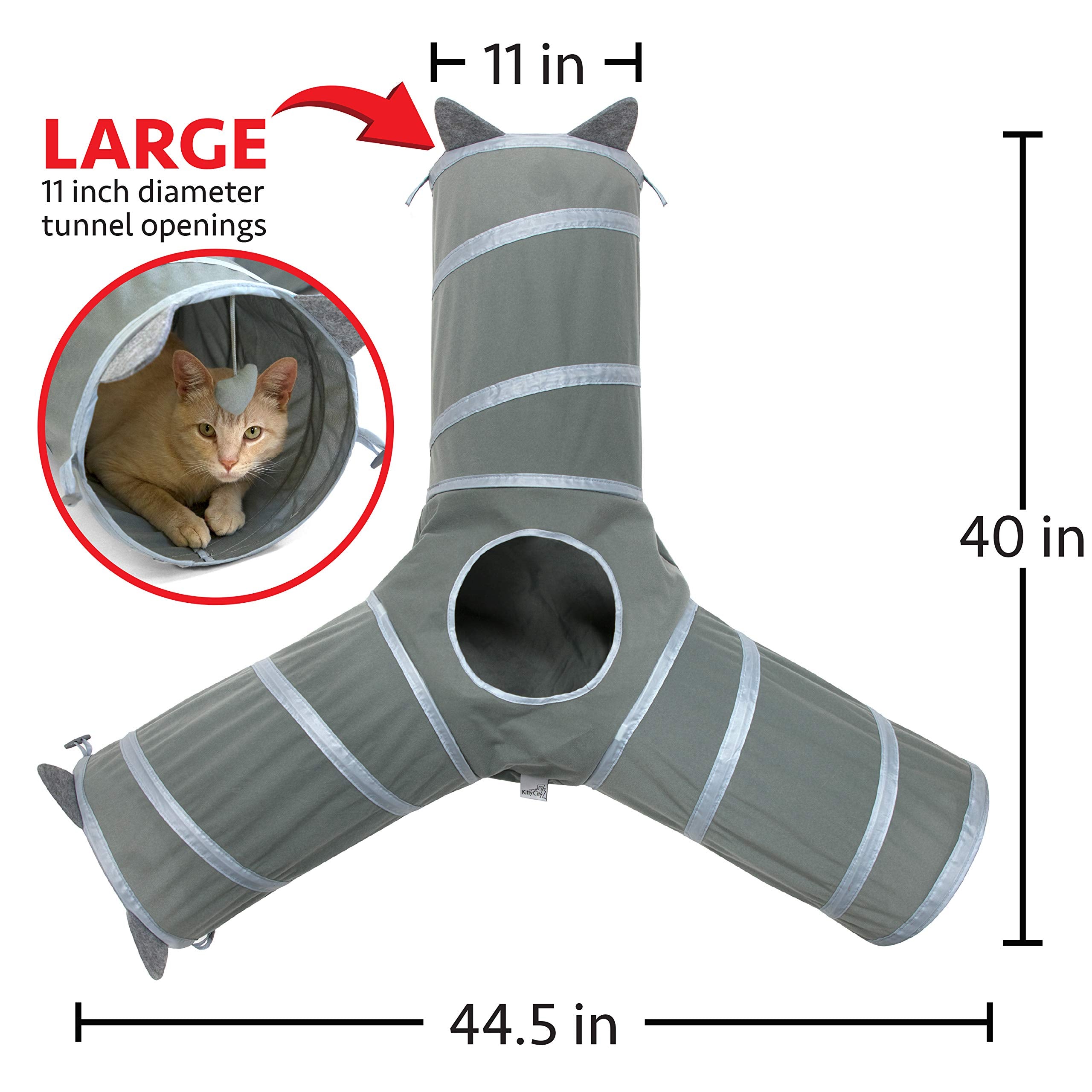 Kitty City cat tunnel multi-cat play demonstrates shared fun and exploration.