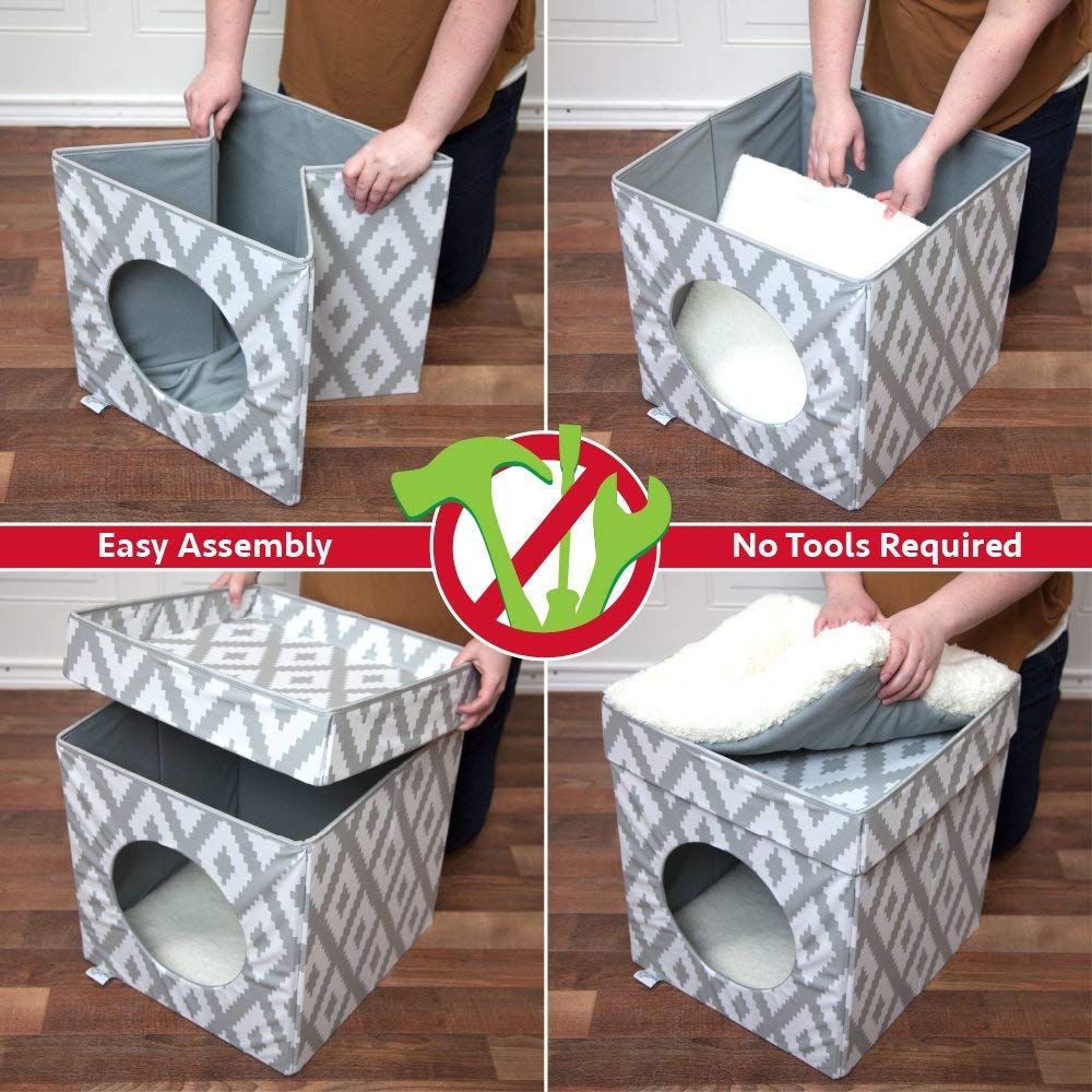 Kitty City grey and white design blends with any room aesthetic.