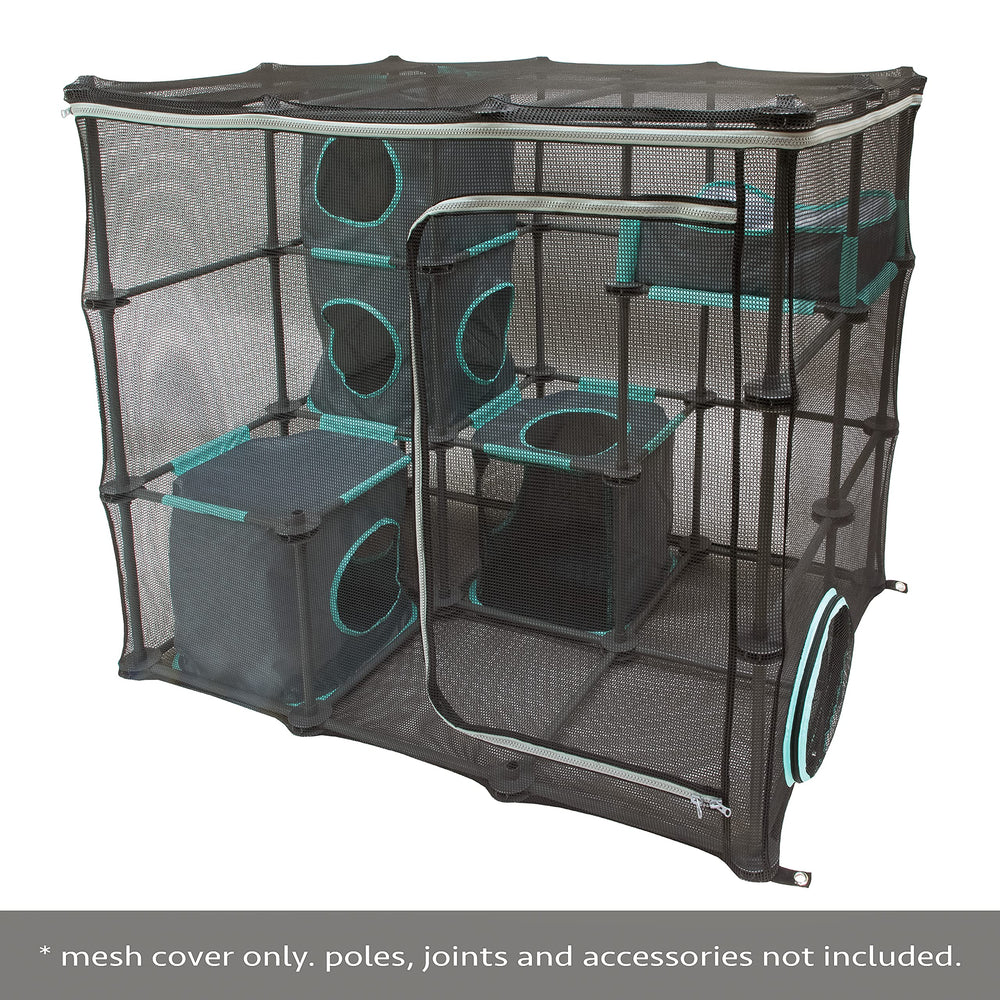 Kitty City outdoor mega kit cover keeps the play area protected; poles not included.