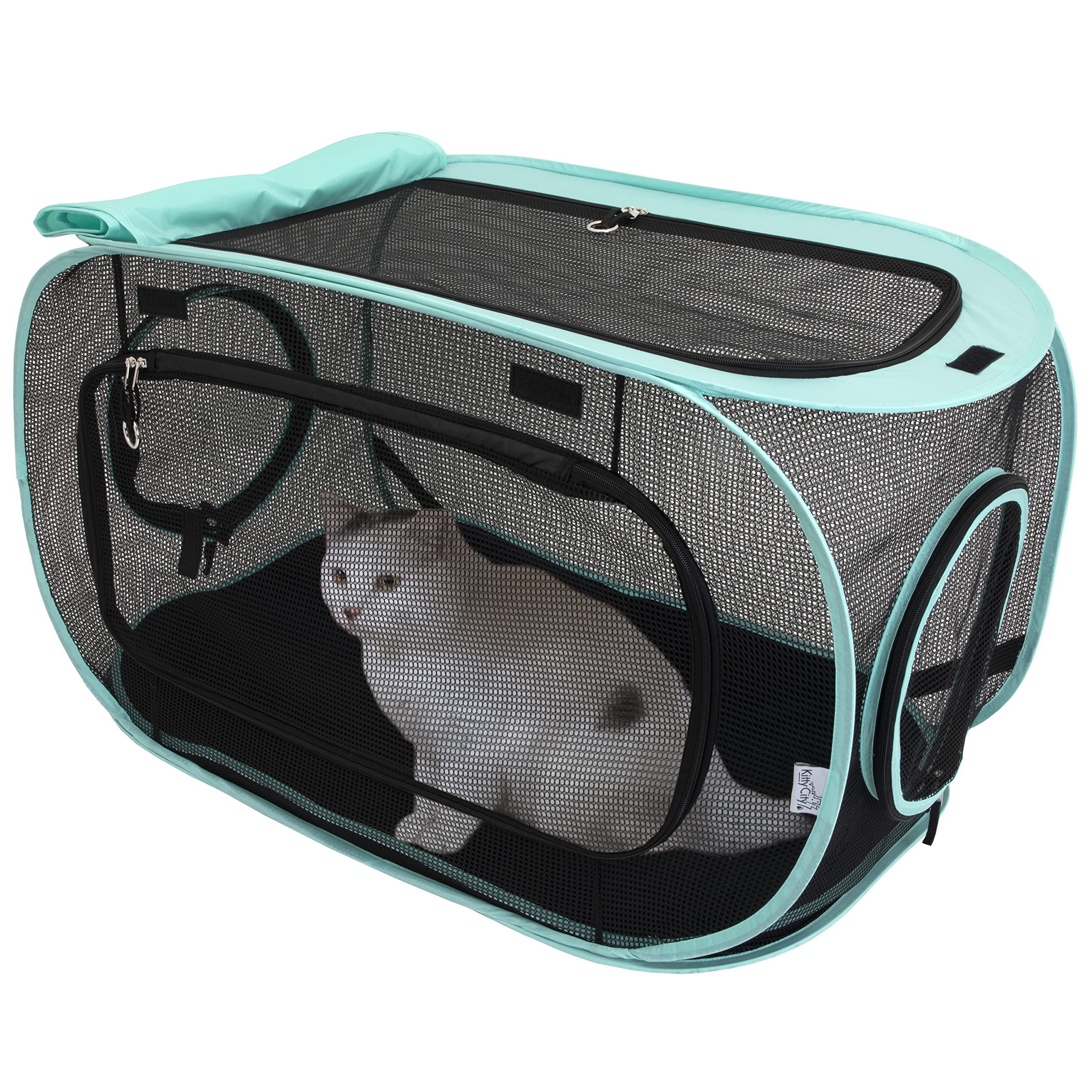 Kitty City Outdoor Play Kennel front view showing airy mesh for sun and air