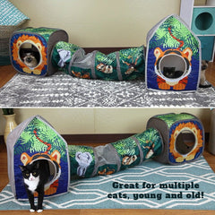 Kitty City Safari Interconnected Play Area highlights the open layout guiding exploration and multi-cat use.