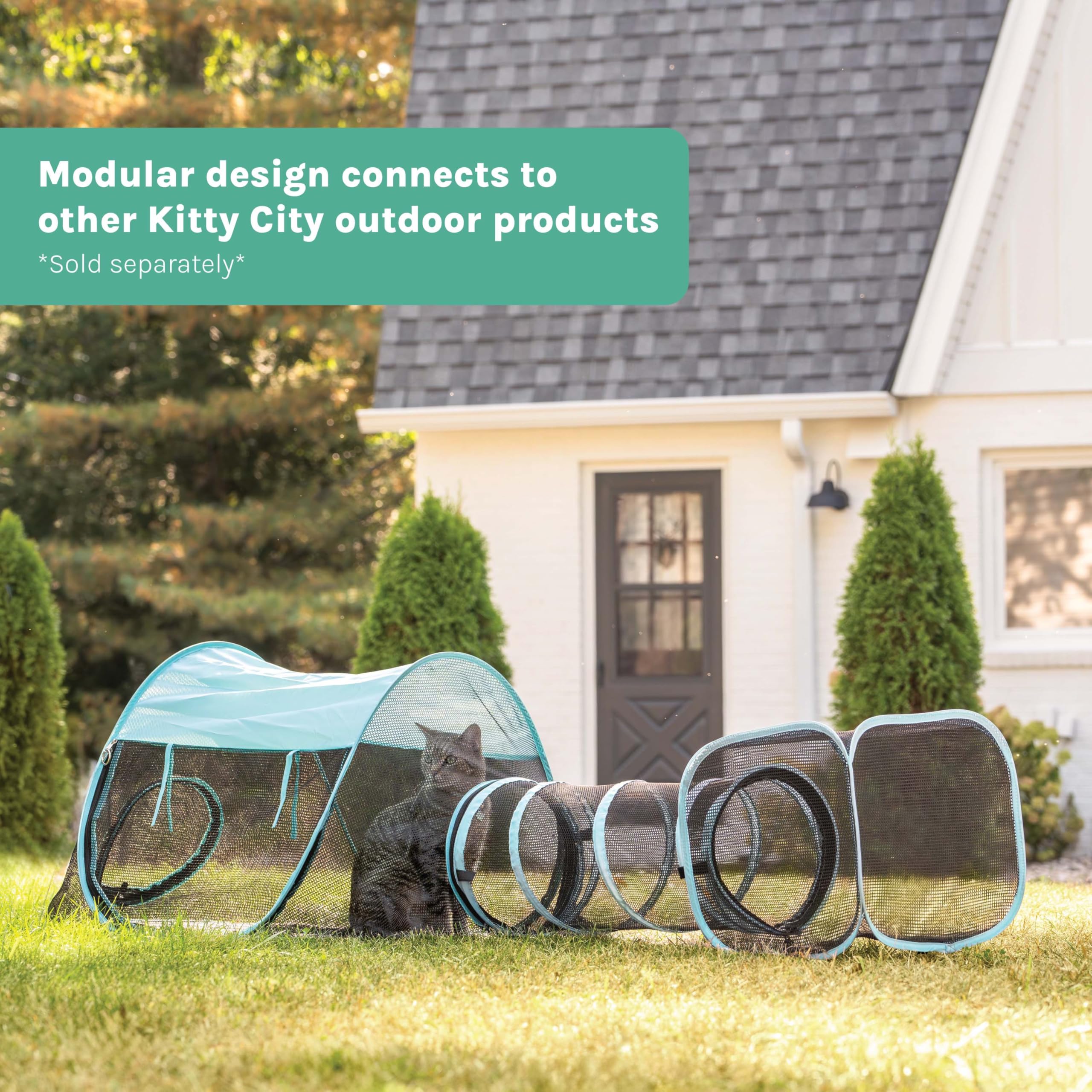Kitty City secure cat-lock zipper keeps pets safely contained during playtime.