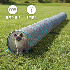 Kitty City tunnel ends with zippered seals for secure outdoor play.