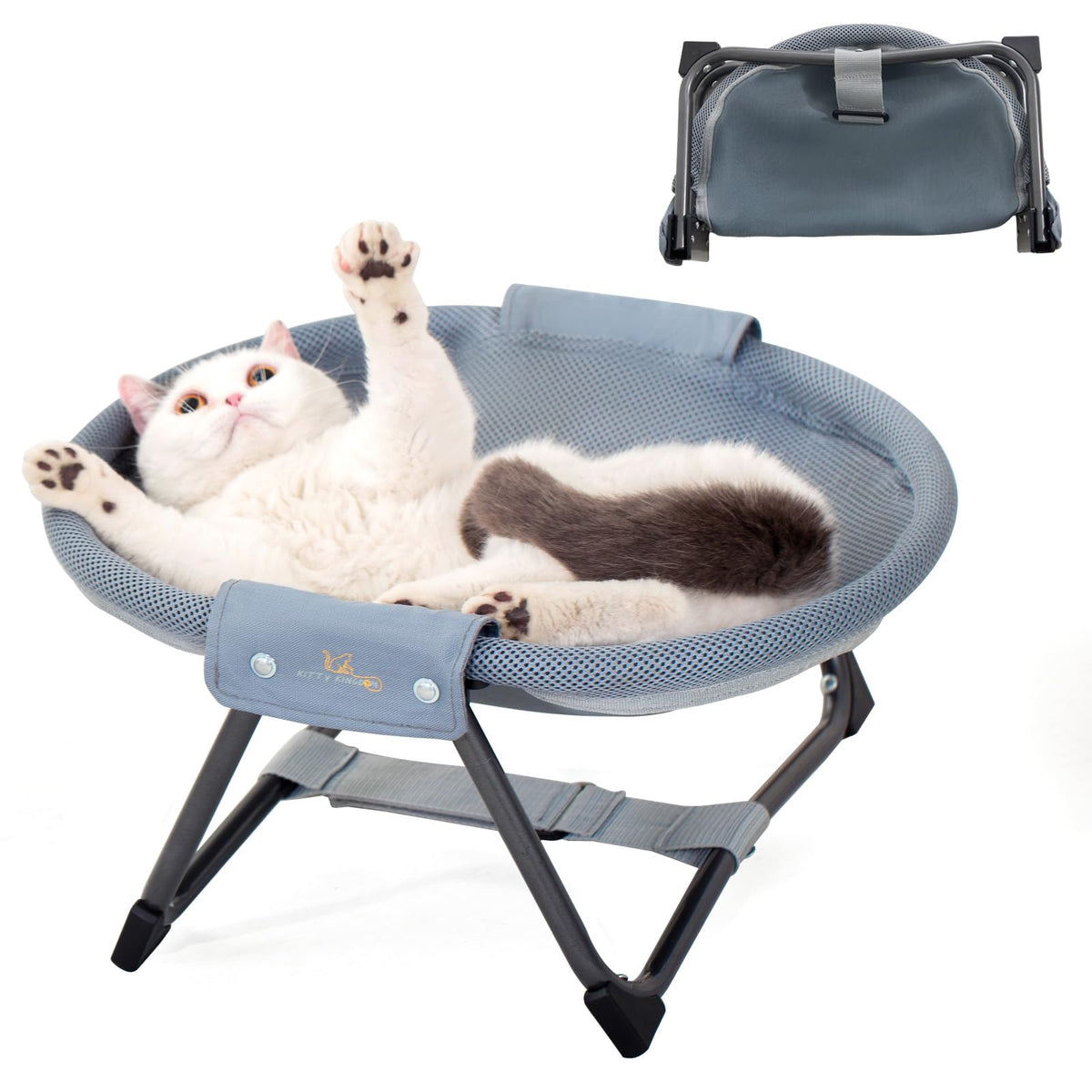 KITTY KINGDOM elevated cat hammock with sunken design for secure, cozy resting.