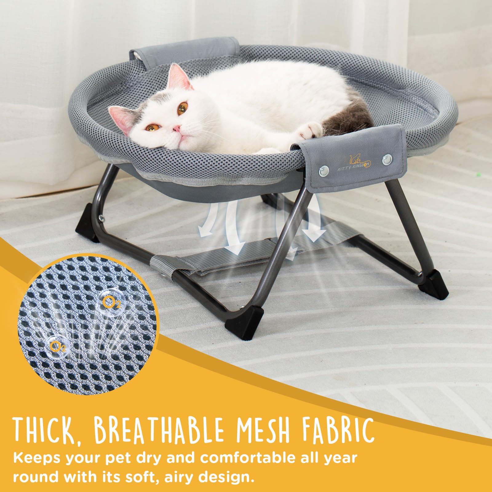 KITTY KINGDOM anti-slip base keeps the hammock stable during playful activity.