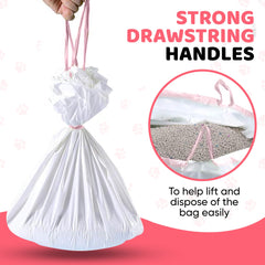 Kitty Litty drawstring liner enables quick cleanup after big litter box sessions.