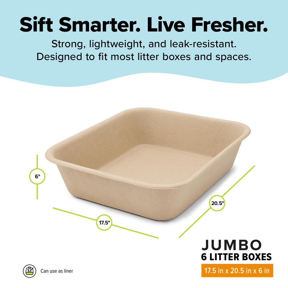 Kitty Sift eco-friendly thick-wall litter tray resists leaks during digging.