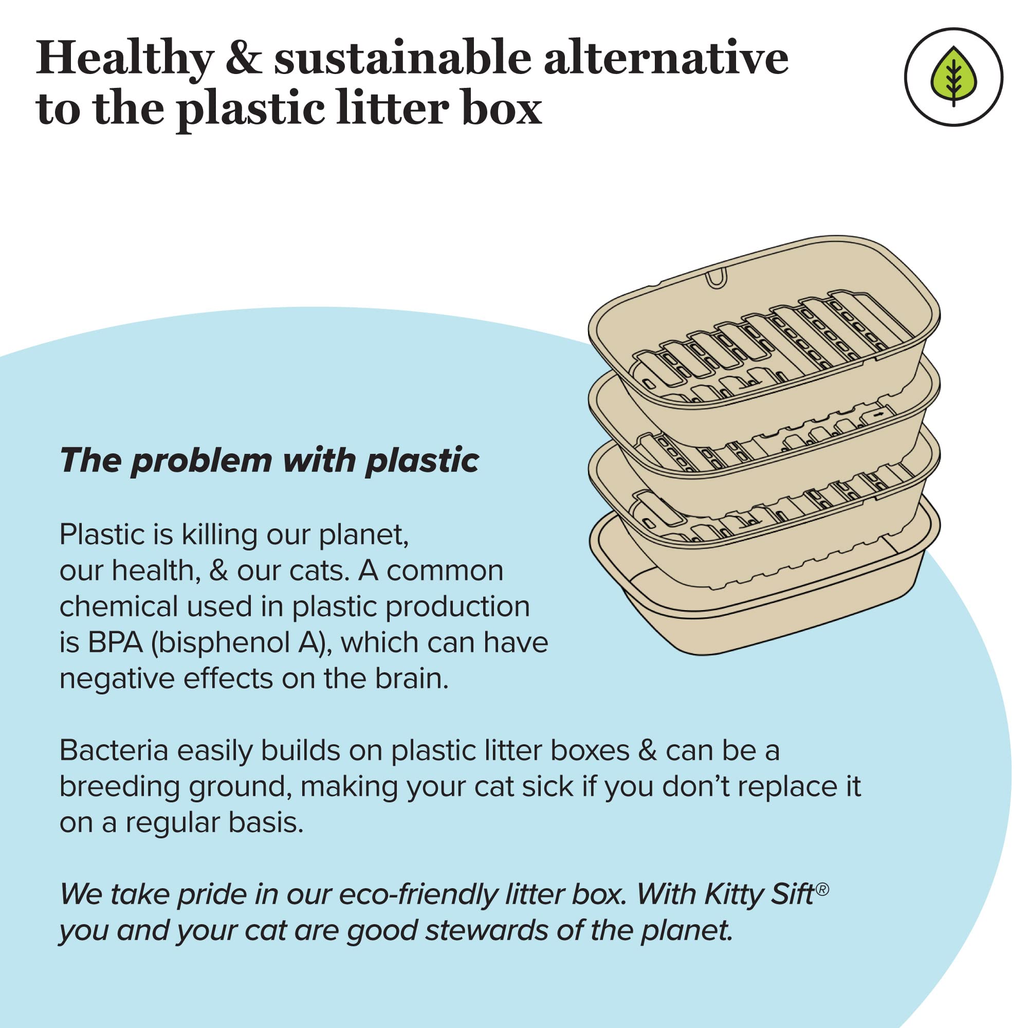 Kitty Sift recyclable eco-smart materials emphasize sustainability and durability.