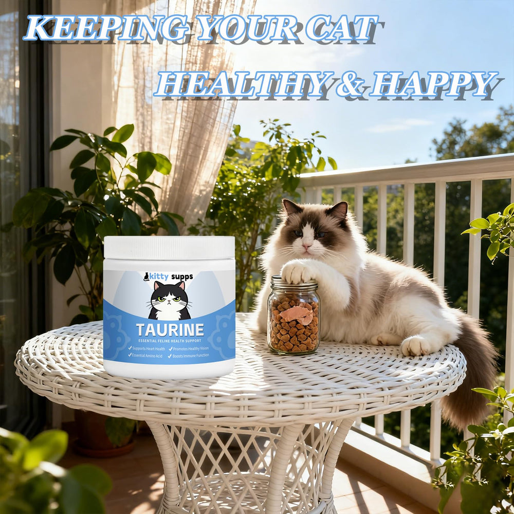 Kitty Supps Taurine promotes coat vitality and overall energy.