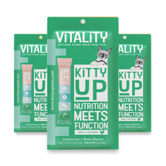 Kitty Up Vitality Chicken Puree Tube closeup showing real chicken texture for cats