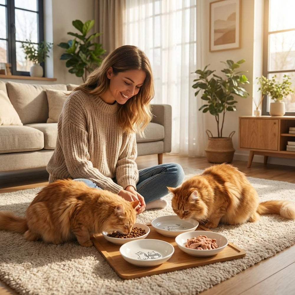 KittyDine microwave and dishwasher-safe bowls offer easy warming and cleaning.