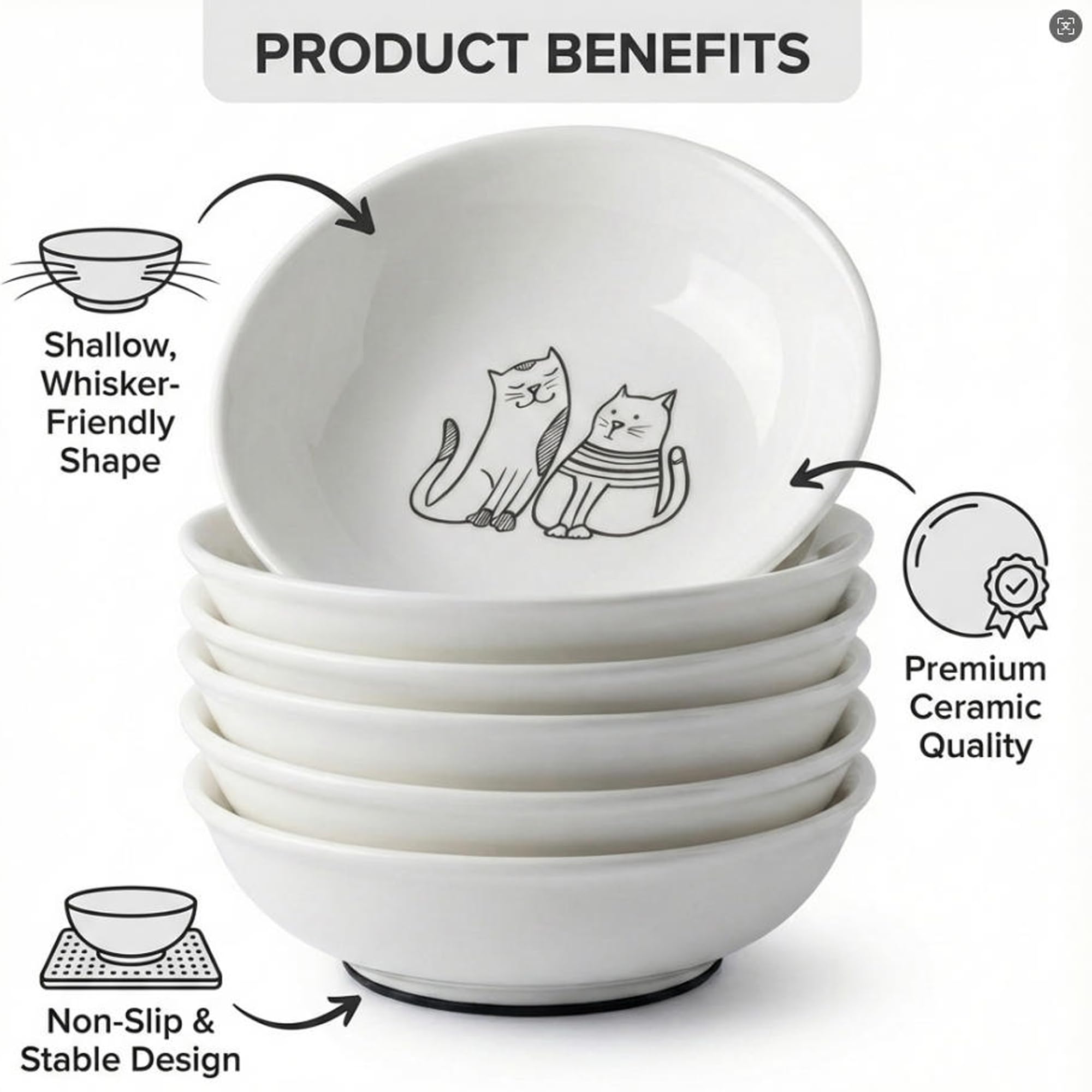 KittyDine ceramic bowls with safe, lead-free glaze for daily use.
