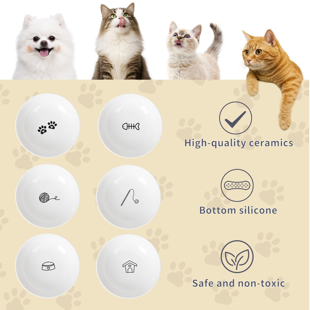 KittyDine wide shallow design reduces whisker fatigue while eating.