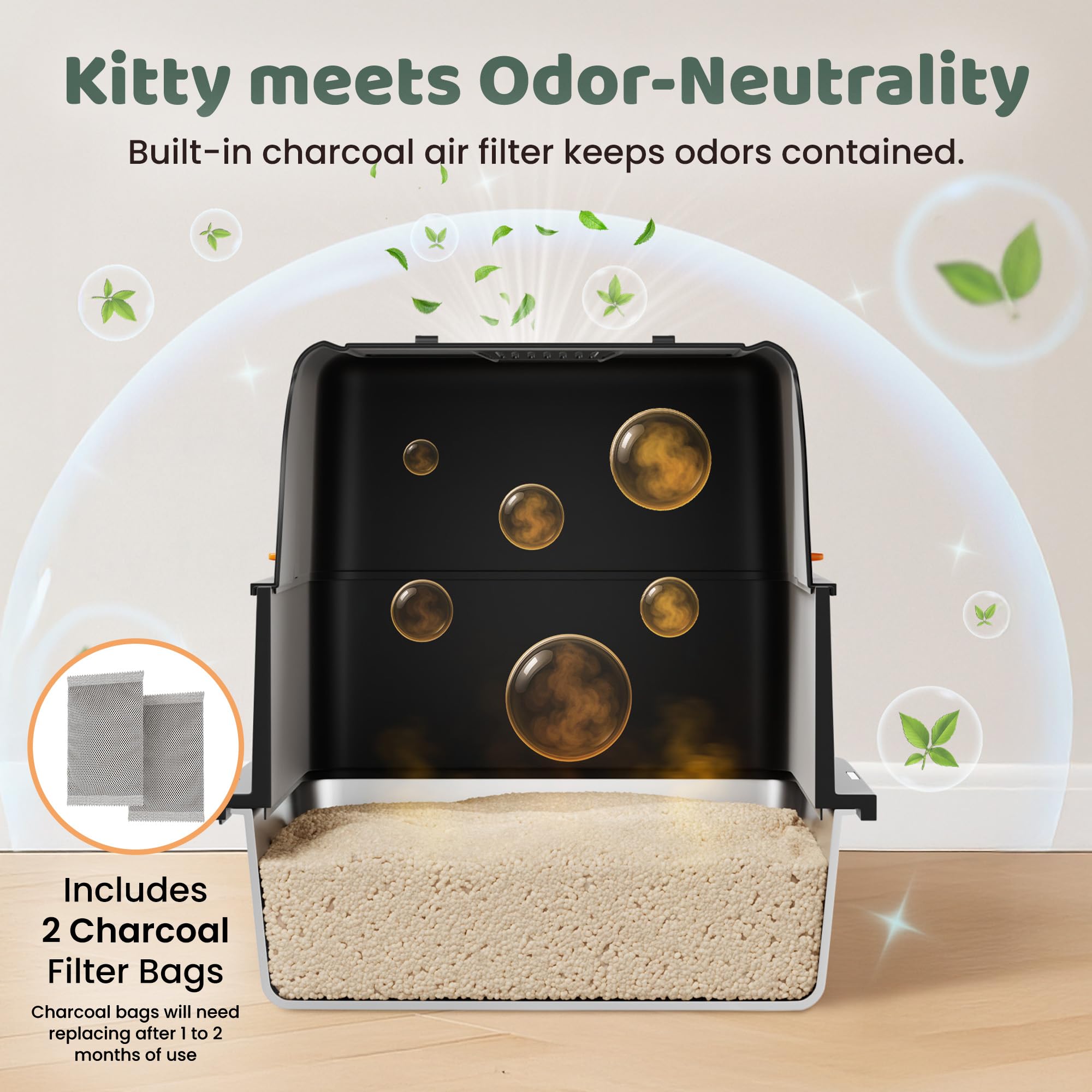 KittyLetto front door 180-degree scoop enables quick cleaning.
