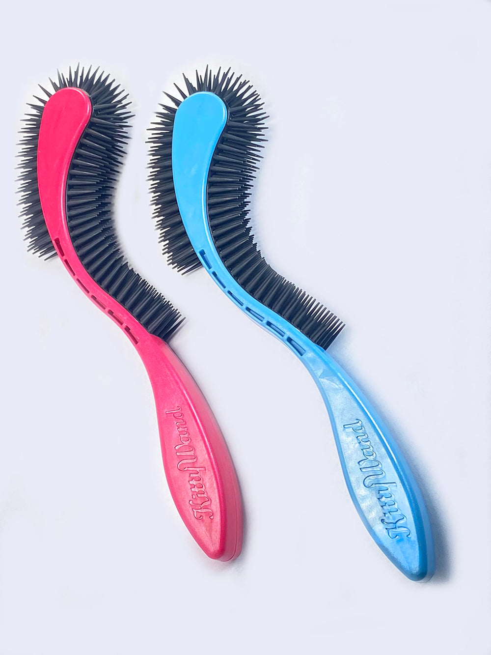 KittyWand cat brush blue comfortable handle supports stress-free grooming.