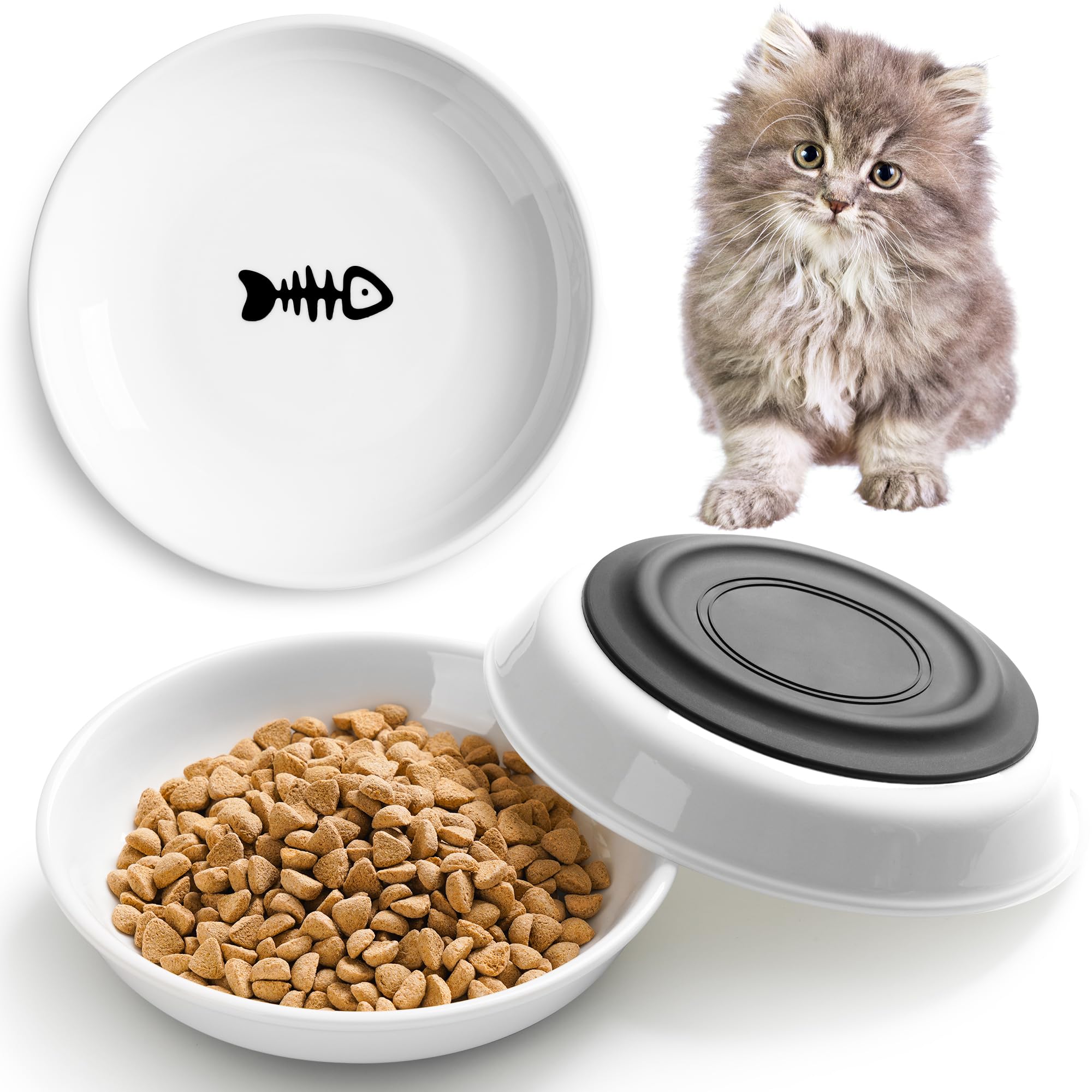 Kitwinney cat bowls with silicone anti-slip base keep meals steady.