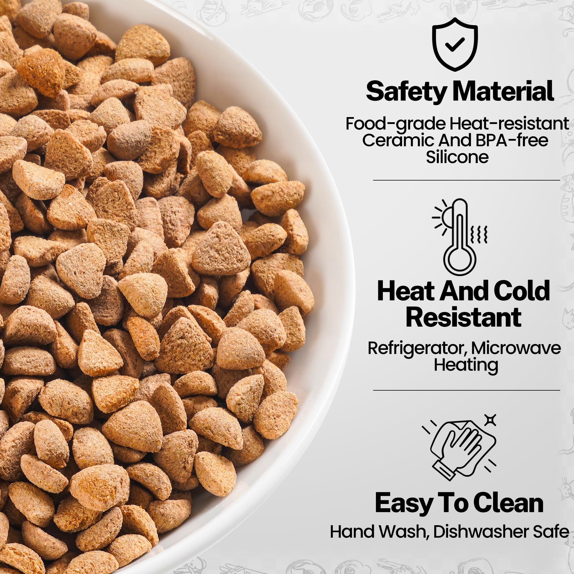 Kitwinney cat bowls with non-slip silicone bottom preventing sliding during feeding.