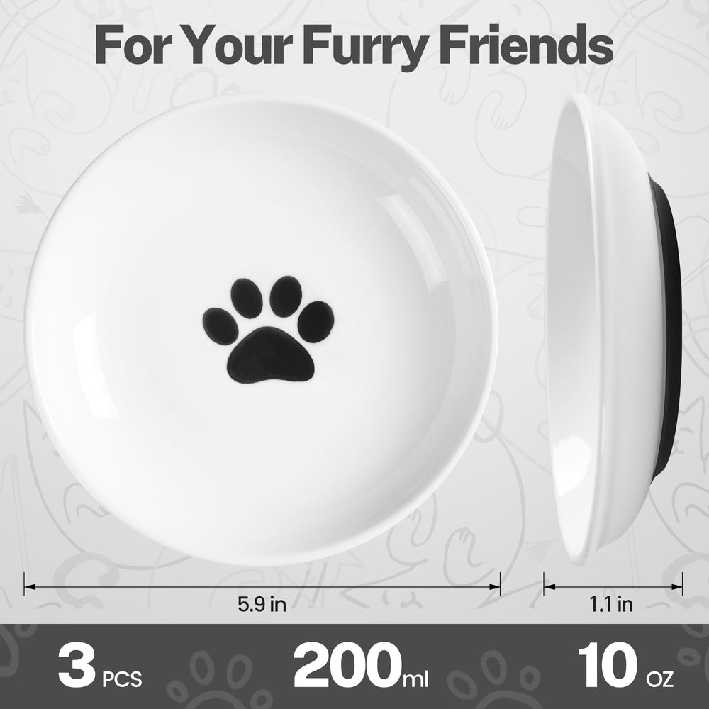 Kitwinney paw-pattern bowls add charm to indoor feeding spaces.