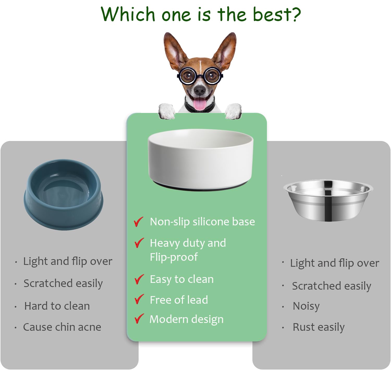 Kitwinney white matte finish keeps floors clean and quiet during feeding