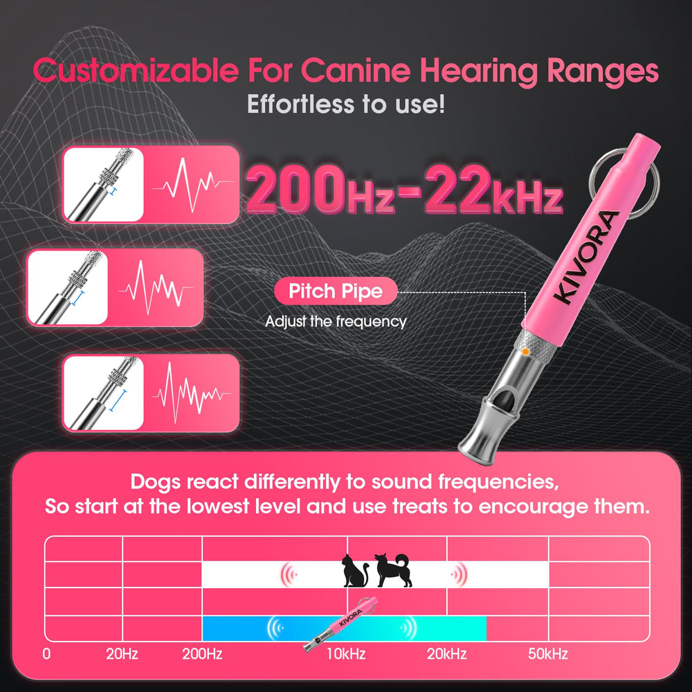 KIVORA dog whistle in black supports silent recall training for dogs of all sizes.