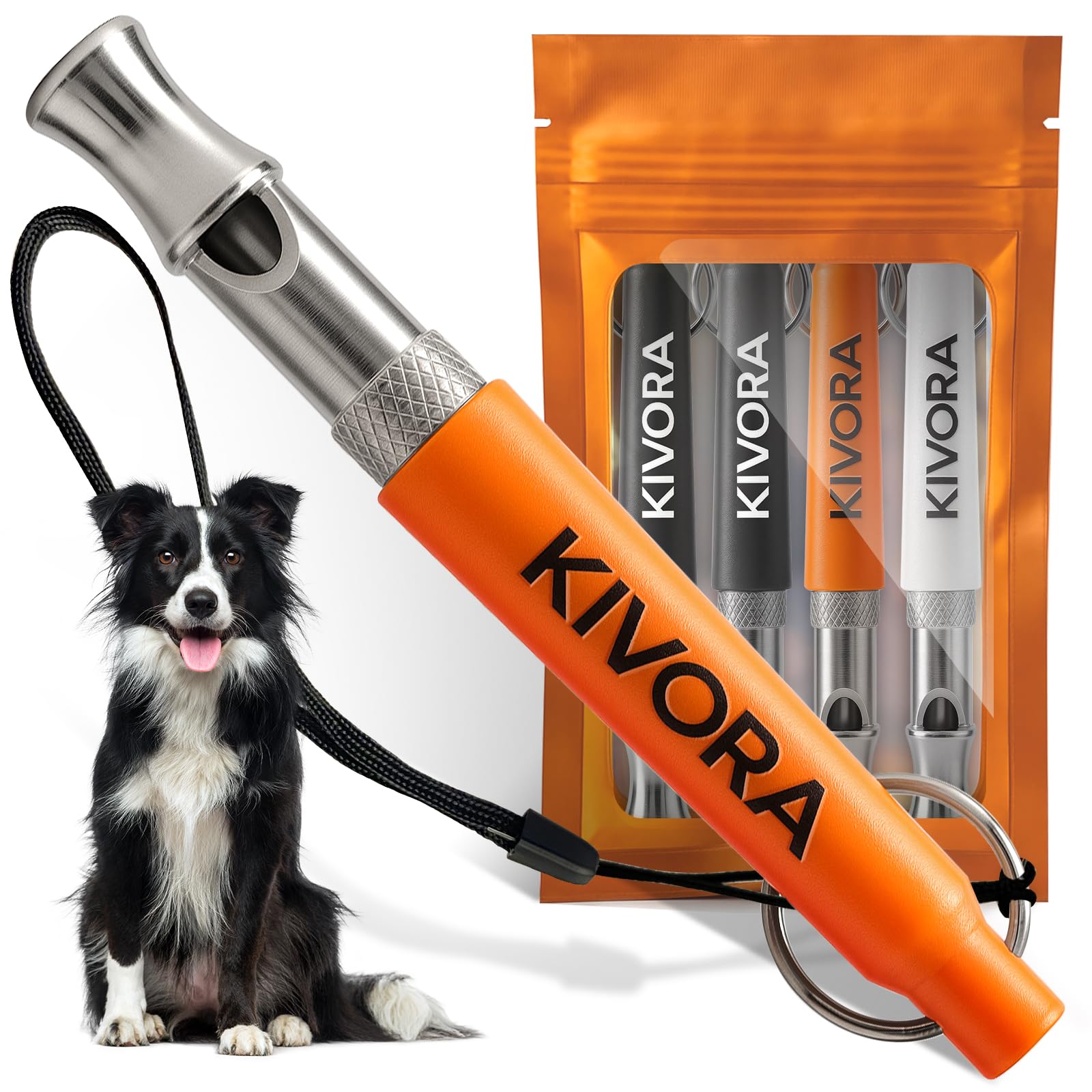 KIVORA 4-pack orange whistle for outdoor training and easy access