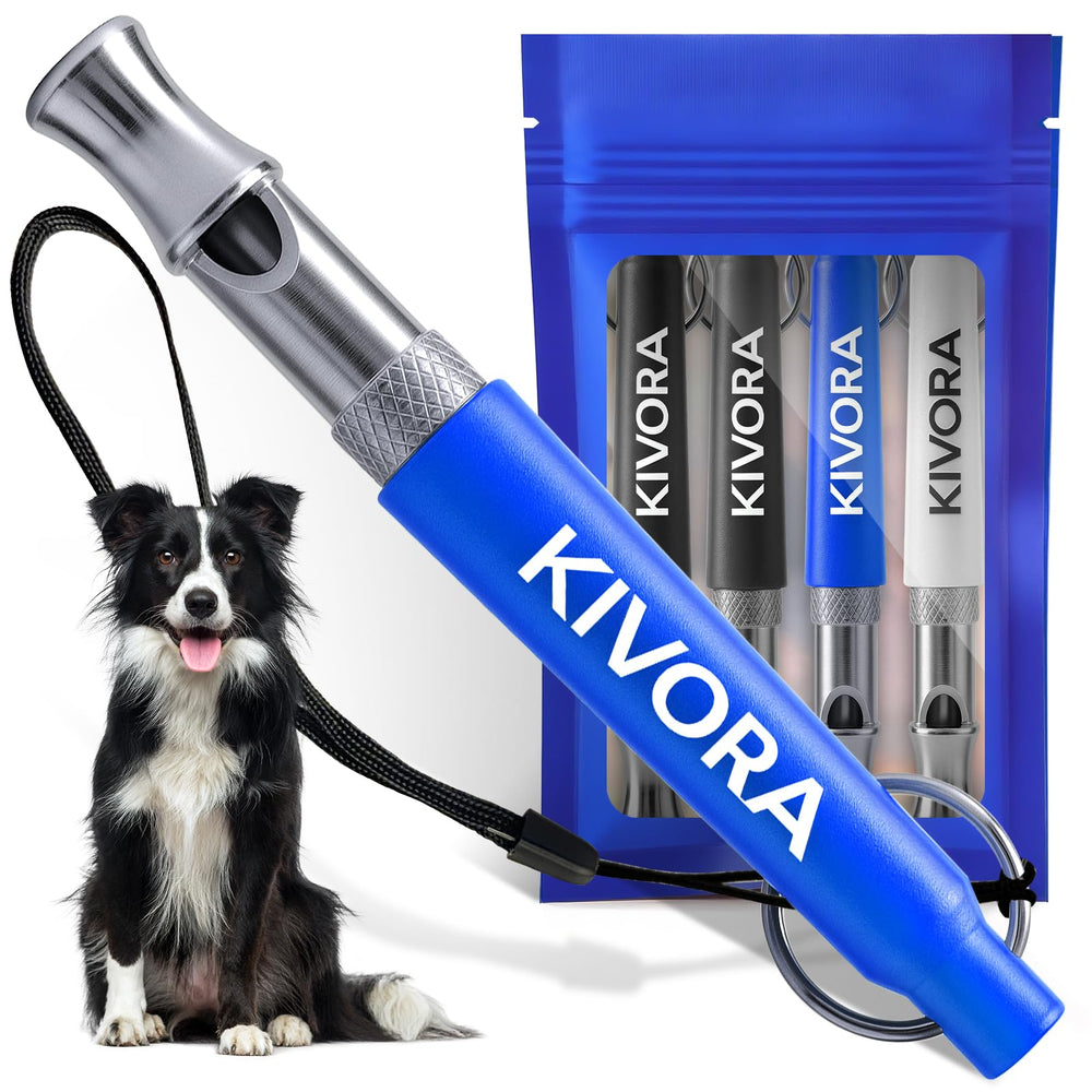 KIVORA blue 4-pack dog whistle for reliable bark control and recall