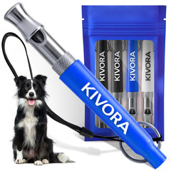 KIVORA blue 4-pack dog whistle for reliable bark control and recall