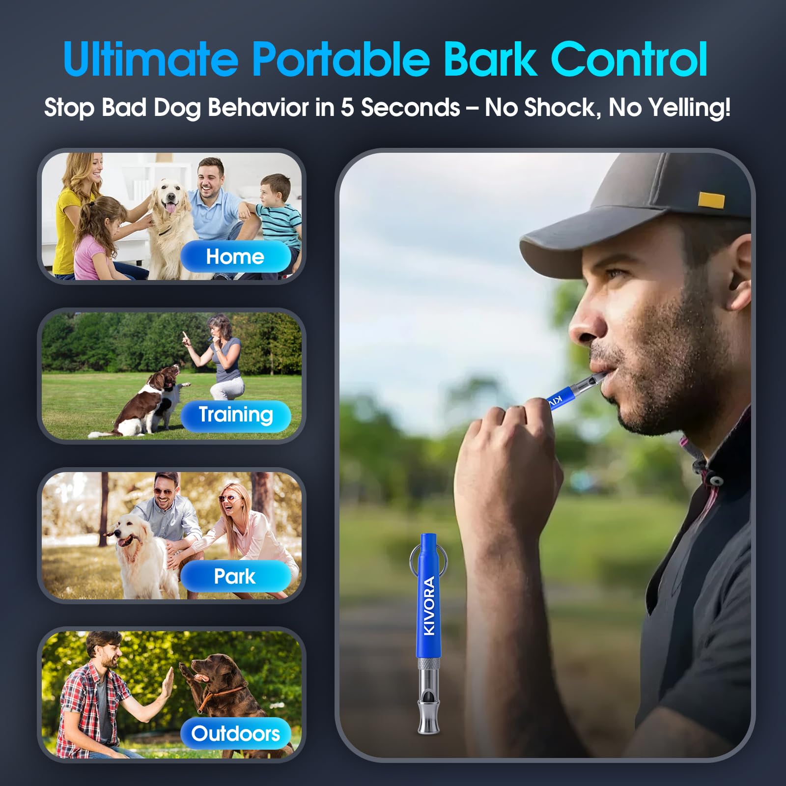 KIVORA durable ultrasonic dog whistle ideal for parks