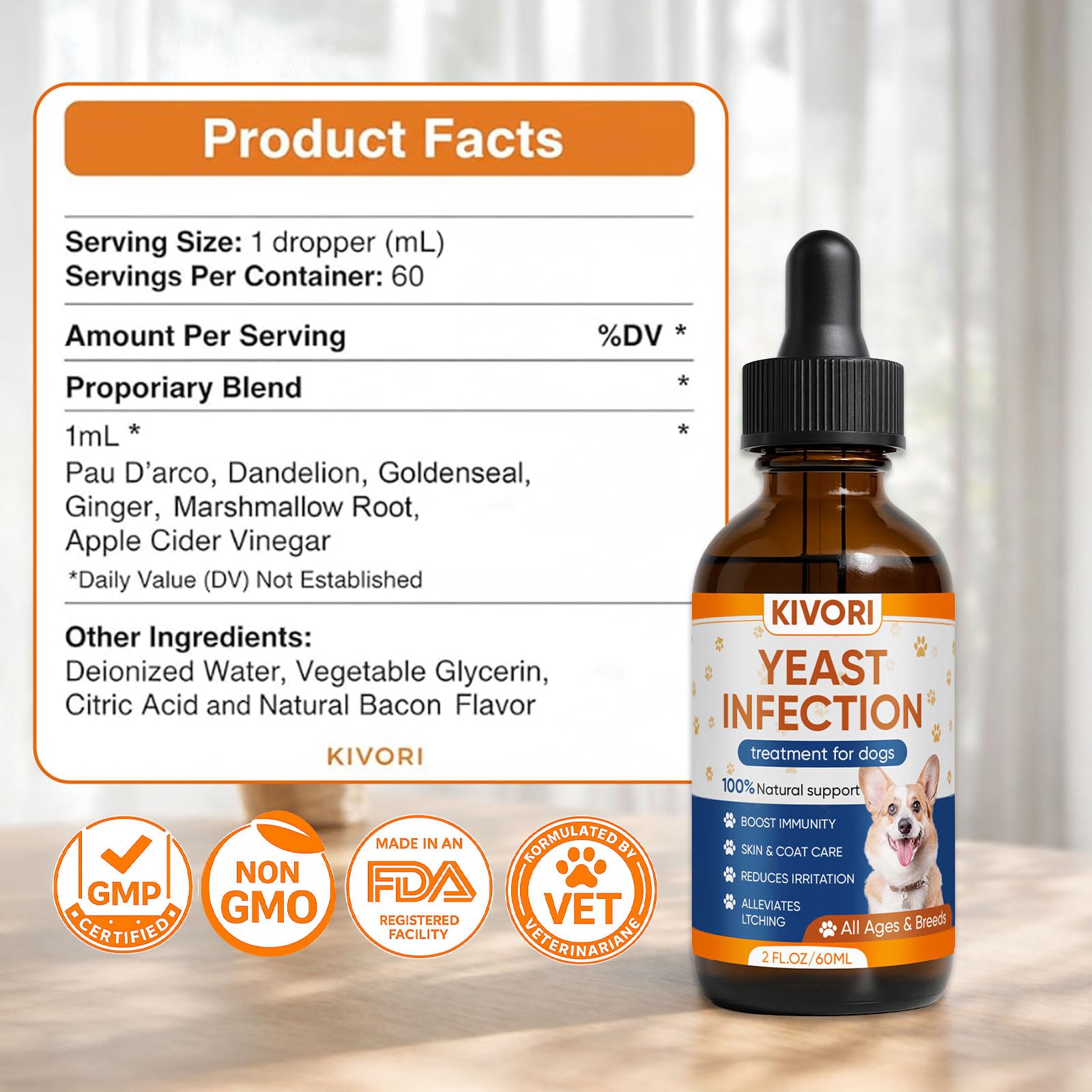 KIVORI plant-based formula highlights cranberry and echinacea for skin wellness.