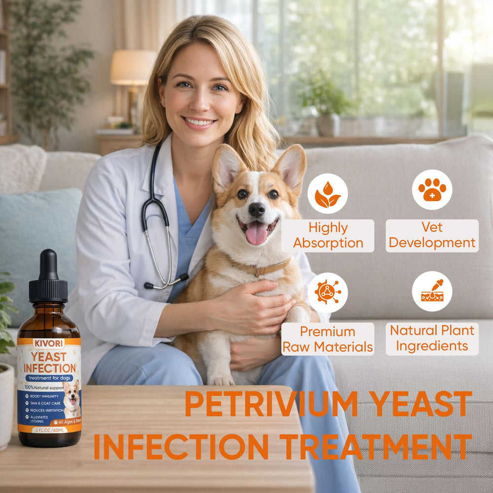 KIVORI yeast infection drops support skin comfort and coat vitality.