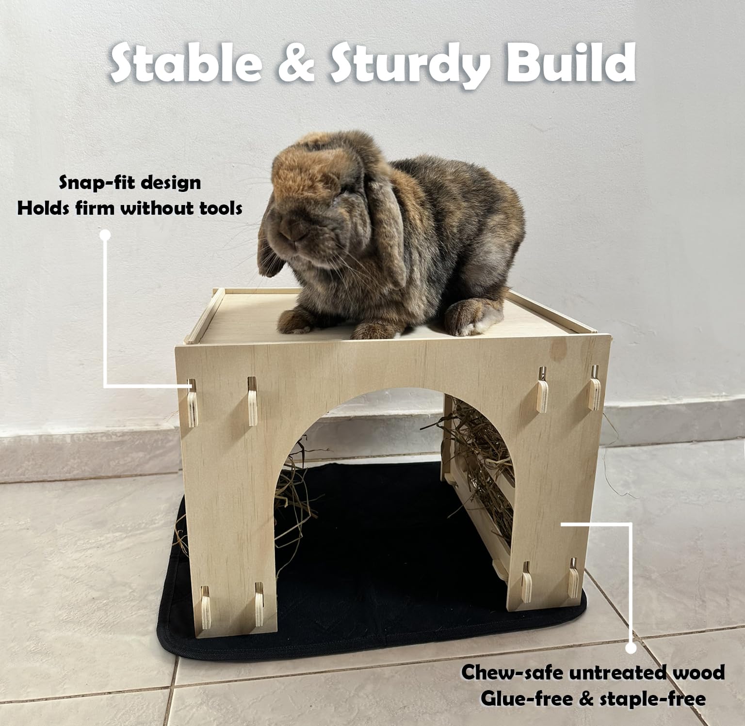 Kiwi & Mora Bunny House Hideout tunnel bed encourages exploration and rest.