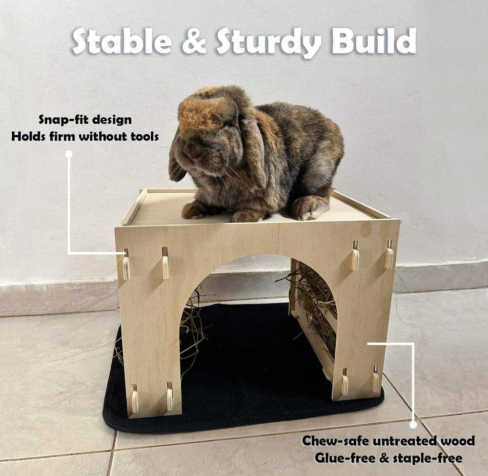 Kiwi & Mora Bunny House Hideout tunnel bed encourages exploration and rest.