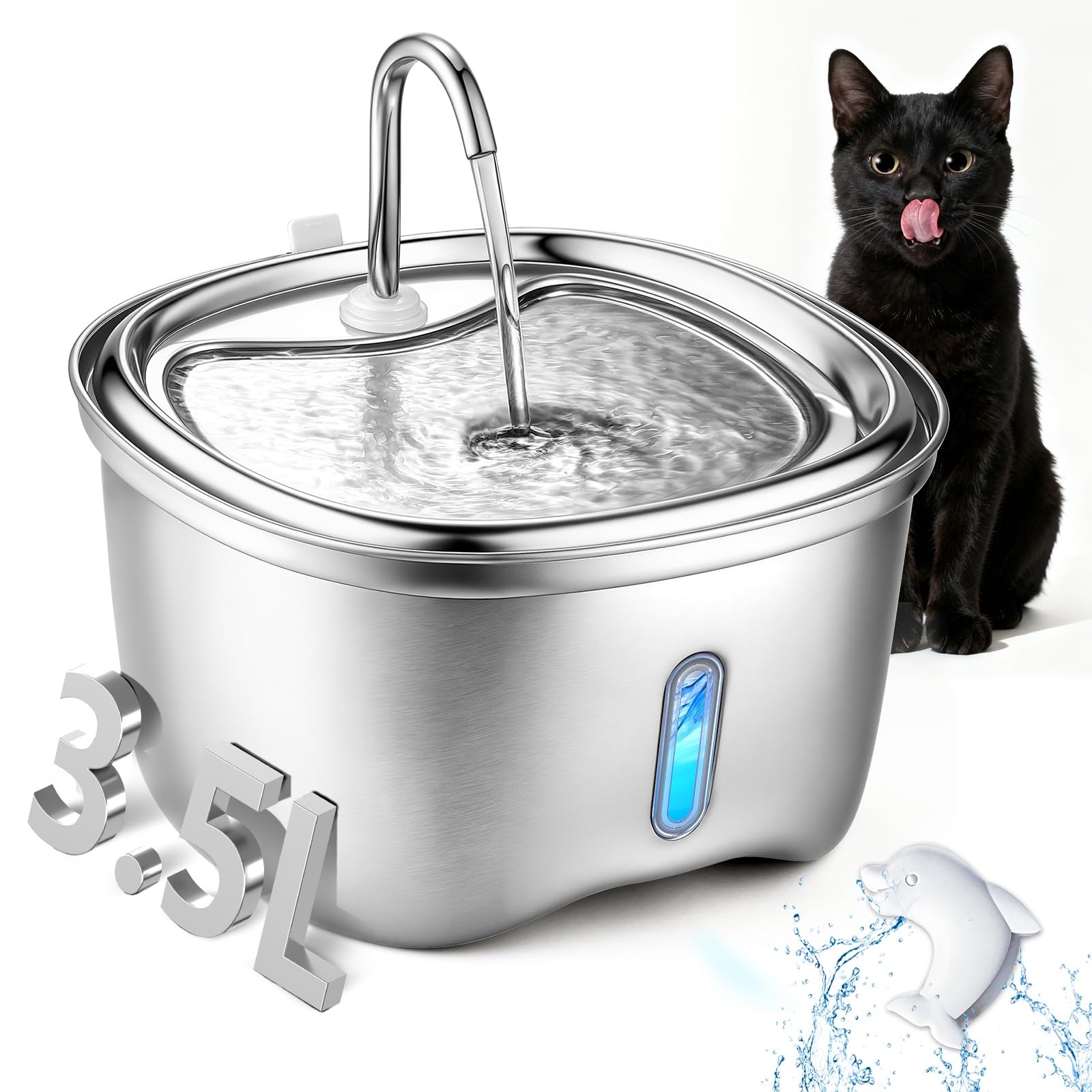 KiwiLove cat water fountain dishwasher-safe components for easy cleaning